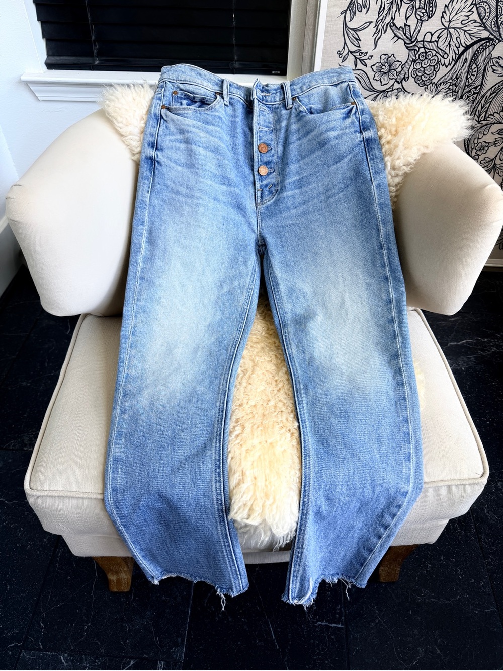 Mother Light Blue High-Rise Women's Jeans pixie dazzler Ankle Fray Ivy League